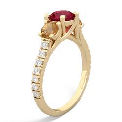 Lab Ruby Pave Trellis 14K Yellow Gold ring R5500