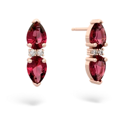 Lab Ruby Bowtie Drop 14K Rose Gold earrings E0865