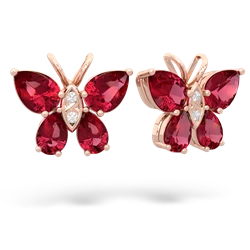 Lab Ruby Butterfly 14K Rose Gold earrings E2215