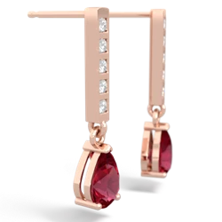 Lab Ruby Art Deco Diamond Drop 14K Rose Gold earrings E5324