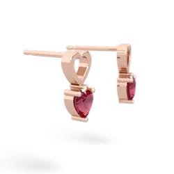 Lab Ruby Four Hearts 14K Rose Gold earrings E2558