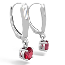 Lab Ruby 5Mm Round Lever Back 14K White Gold earrings E2785