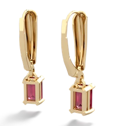 Lab Ruby 6X4mm Emerald-Cut Lever Back 14K Yellow Gold earrings E2855