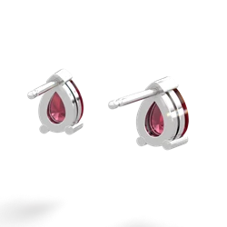 Lab Ruby Teardrop Stud 14K White Gold earrings E1793