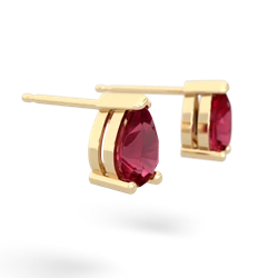 Lab Ruby Teardrop Stud 14K Yellow Gold earrings E1793