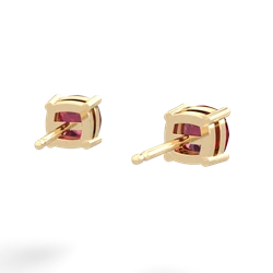 Lab Ruby 5Mm Checkerboard Cushion Stud 14K Yellow Gold earrings E1795