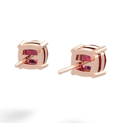 Lab Ruby 6Mm Checkerboard Cushion Stud 14K Rose Gold earrings E1796