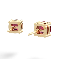 Lab Ruby 6Mm Checkerboard Cushion Stud 14K Yellow Gold earrings E1796