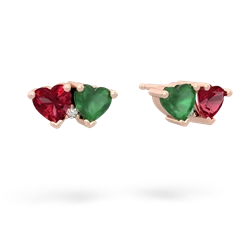 Lab Ruby Sweethearts 14K Rose Gold earrings E5260