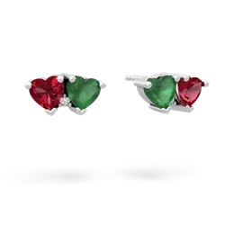 Lab Ruby Sweethearts 14K White Gold earrings E5260