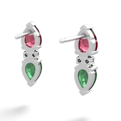 Lab Ruby Bowtie Drop 14K White Gold earrings E0865