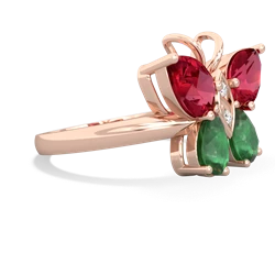 Lab Ruby Butterfly 14K Rose Gold ring R2215