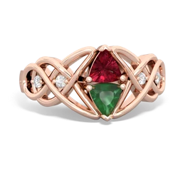 Lab Ruby Keepsake Celtic Knot 14K Rose Gold ring R5300