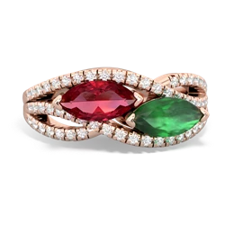 Lab Ruby Diamond Rivers 14K Rose Gold ring R3070