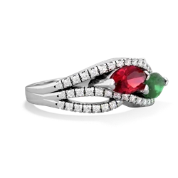 Lab Ruby Diamond Rivers 14K White Gold ring R3070