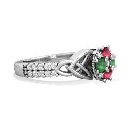 Lab Ruby Celtic Knot Cluster Engagement 14K White Gold ring R26443RD