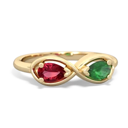 Lab Ruby Infinity 14K Yellow Gold ring R5050