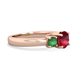 Lab Ruby Three Stone Round Trellis 14K Rose Gold ring R4018