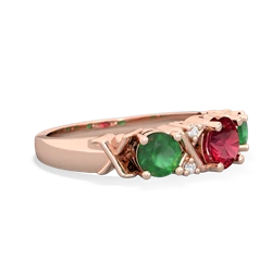 Lab Ruby Hugs And Kisses 14K Rose Gold ring R5016