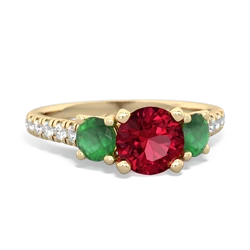 Lab Ruby Pave Trellis 14K Yellow Gold ring R5500