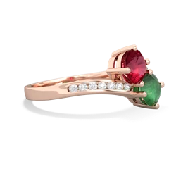 Lab Ruby Channel Set Two Stone 14K Rose Gold ring R5303