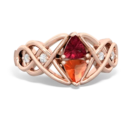 Lab Ruby Keepsake Celtic Knot 14K Rose Gold ring R5300