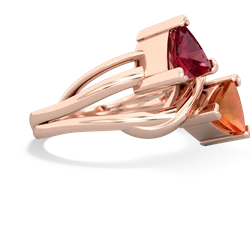 Lab Ruby Split Band Swirl 14K Rose Gold ring R2341