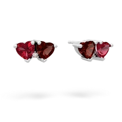 Lab Ruby Sweethearts 14K White Gold earrings E5260