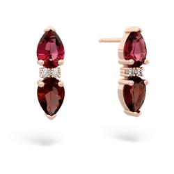 Lab Ruby Bowtie Drop 14K Rose Gold earrings E0865