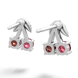 Lab Ruby Sweet Cherries 14K White Gold earrings E7001