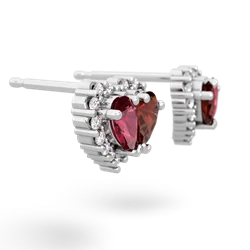 Lab Ruby Halo 14K White Gold earrings E7008