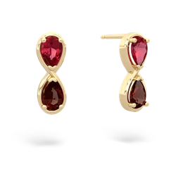 Lab Ruby Infinity 14K Yellow Gold earrings E5050