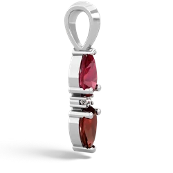 Lab Ruby Bowtie Drop 14K White Gold pendant P0865