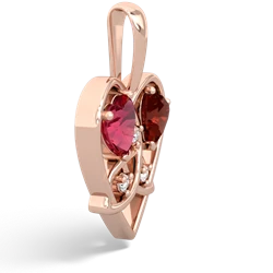 Lab Ruby Celtic Trinity Heart 14K Rose Gold pendant P5331