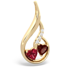 Lab Ruby Keepsake Curves 14K Yellow Gold pendant P5450