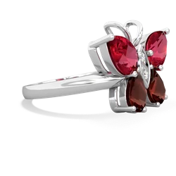 Lab Ruby Butterfly 14K White Gold ring R2215