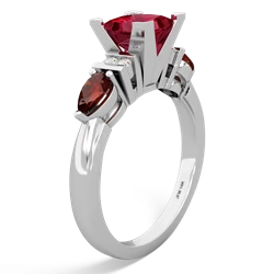 Lab Ruby 6Mm Princess Eternal Embrace Engagement 14K White Gold ring C2002