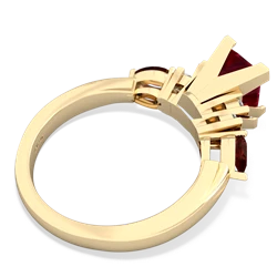 Lab Ruby 6Mm Princess Eternal Embrace Engagement 14K Yellow Gold ring C2002