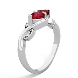 Lab Ruby Floral Elegance 14K White Gold ring R5790