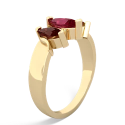 Lab Ruby Three Peeks 14K Yellow Gold ring R2433