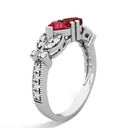 Lab Ruby Diamond Butterflies 14K White Gold ring R5601