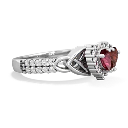 Lab Ruby Celtic Knot Two Hearts As One 14K White Gold ring R2644HRT