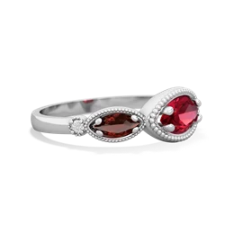 Lab Ruby Milgrain Marquise 14K White Gold ring R5700