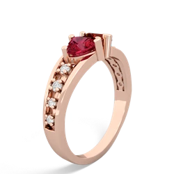 Lab Ruby Heart To Heart 14K Rose Gold ring R3342