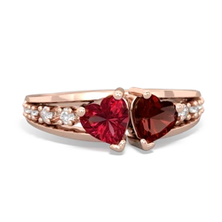 Lab Ruby Heart To Heart 14K Rose Gold ring R3342