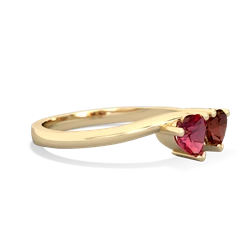 Lab Ruby Sweethearts 14K Yellow Gold ring R5260