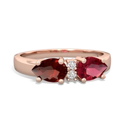 Lab Ruby Pear Bowtie 14K Rose Gold ring R0865