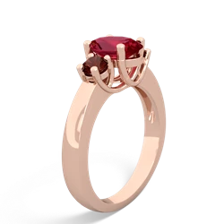 Lab Ruby Three Stone Oval Trellis 14K Rose Gold ring R4024