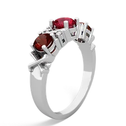 Lab Ruby Hugs And Kisses 14K White Gold ring R5016