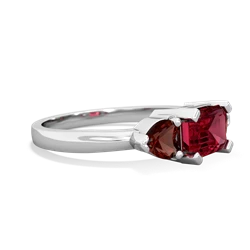 Lab Ruby Three Stone 14K White Gold ring R5235